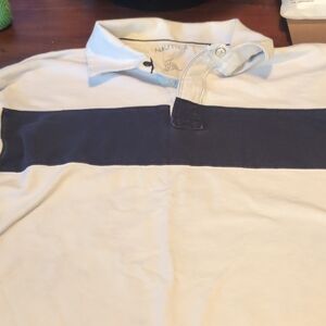 Nautica Men's Cream and Navy Polo Shirt